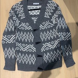 Thomas Sires Gray & White Wool Cardigan Sweater XS